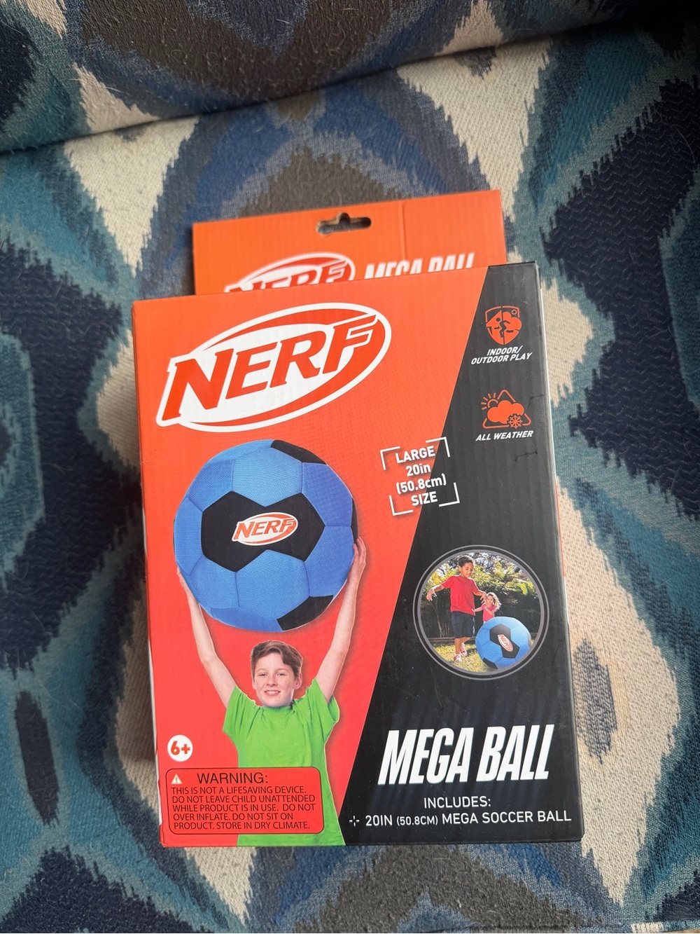 Nerf Mega Ball Blue and Black Inflatable Soccer Ball